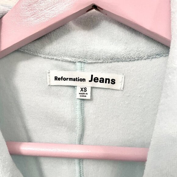 Reformation Jeans Terry Cloth Short Sleeve Romper Rimini Jumpsuit Topaz Size XS - Picture 3 of 6